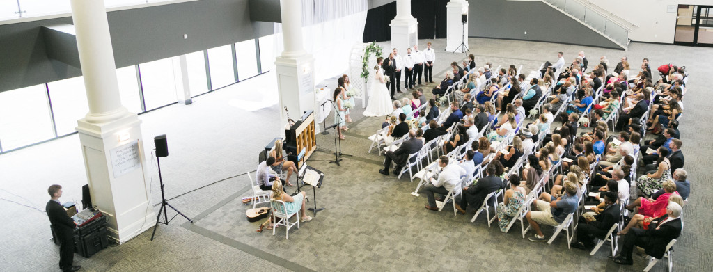 wedding ceremony in church foyer