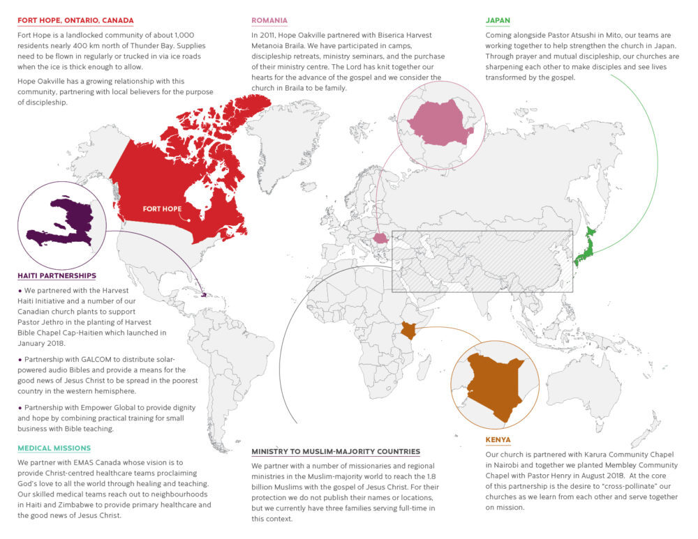 world map indicating spots for missions in 2020